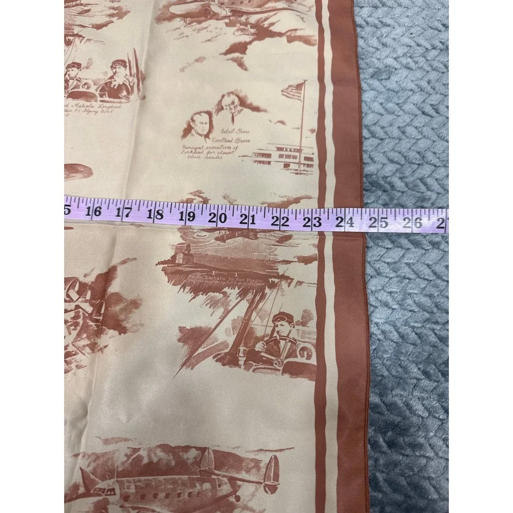Vintage Lockheed Aircraft Aviation History Silk Scarf Sepia Airplane Print 24x24